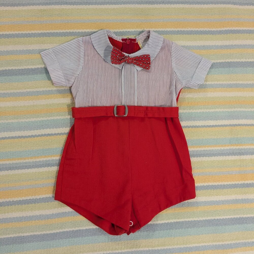 ⭐ Vintage Boy's Bowtie romper size 12 months